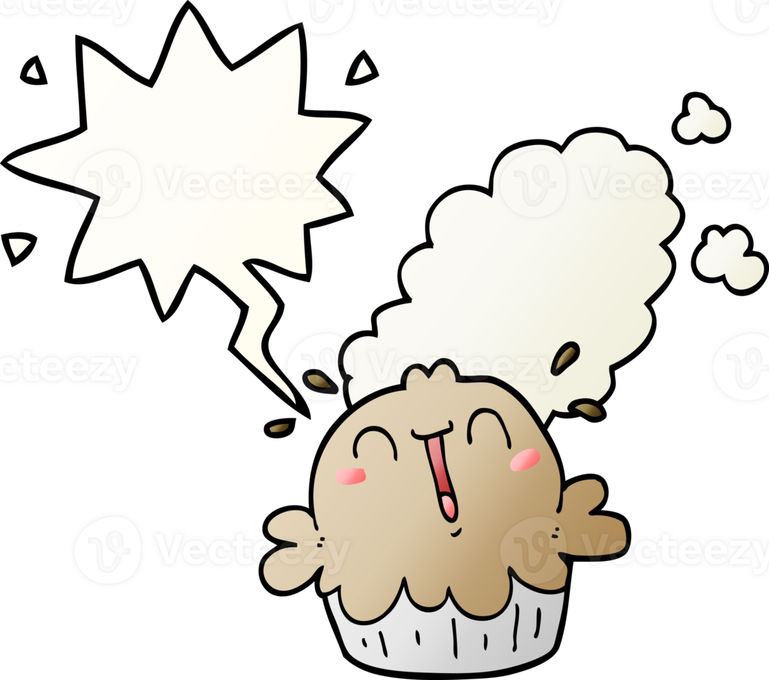 cute cartoon pie with speech bubble in smooth gradient style png