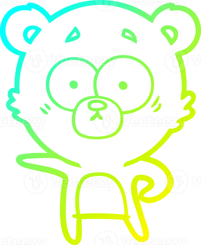 cold gradient line drawing of a surprised polar bear cartoon png