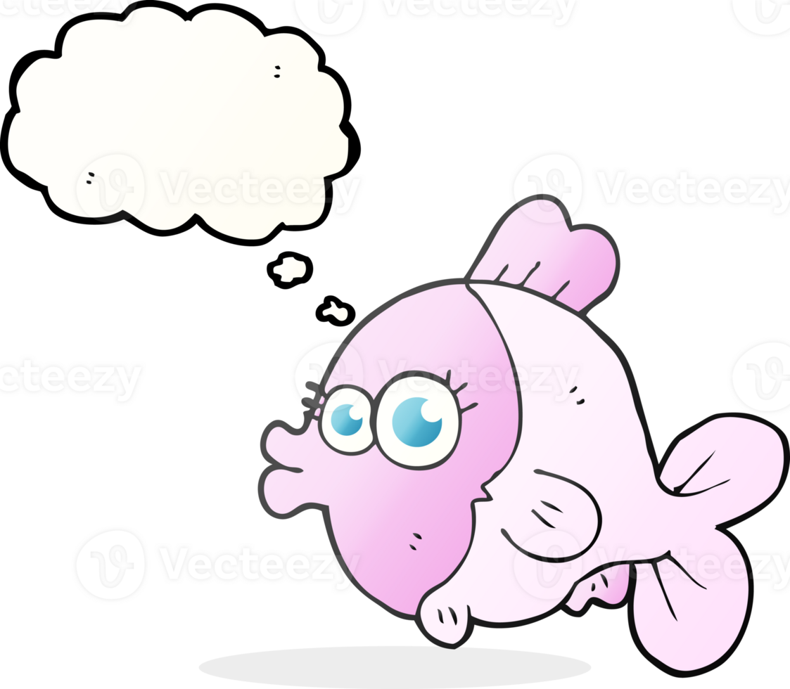 funny    drawn thought bubble cartoon fish with big pretty eyes png