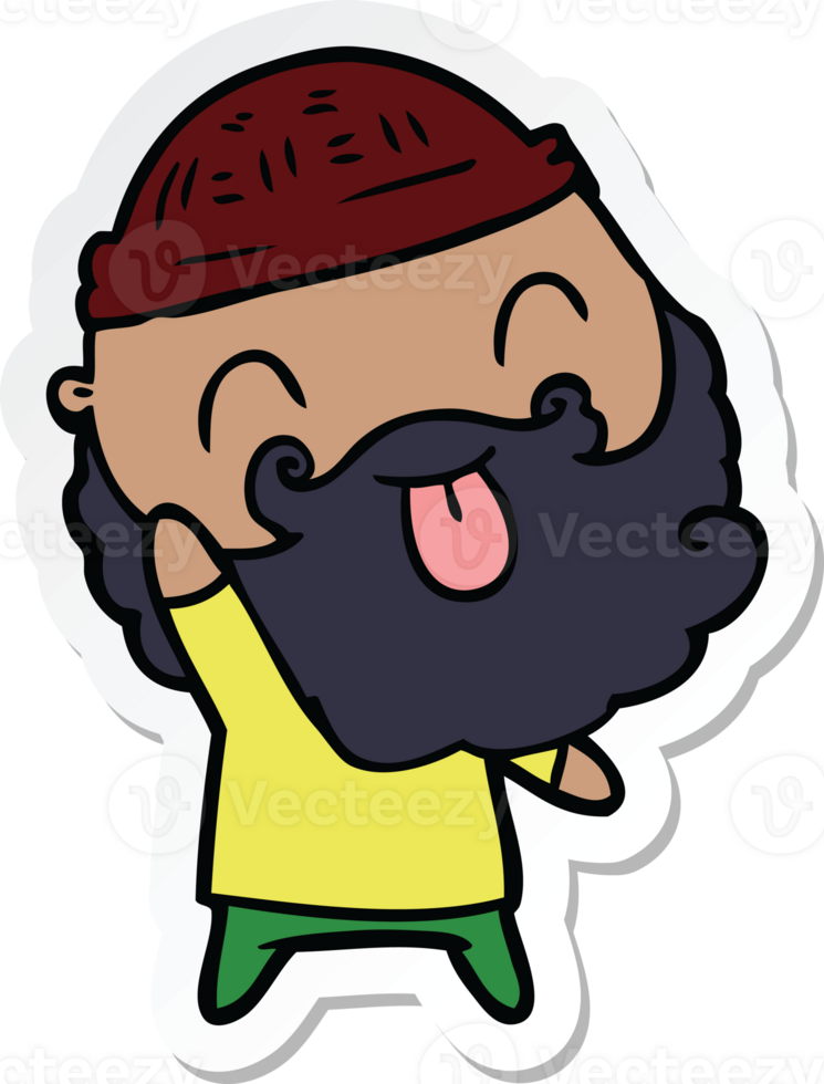 sticker of a man with beard sticking out tongue png