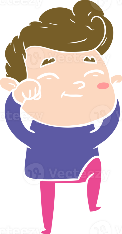 happy flat color style cartoon man png