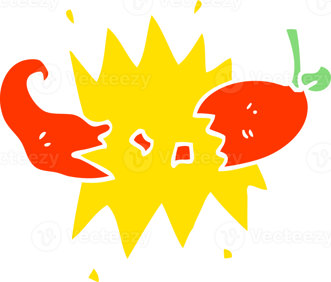 flat color illustration cartoon red hot chili png