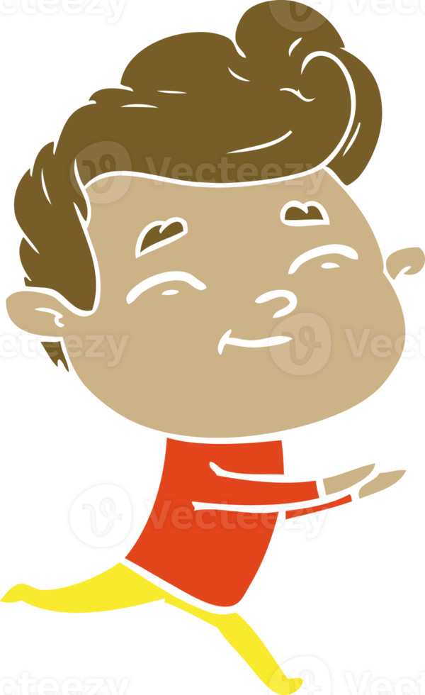 running flat color style cartoon man png