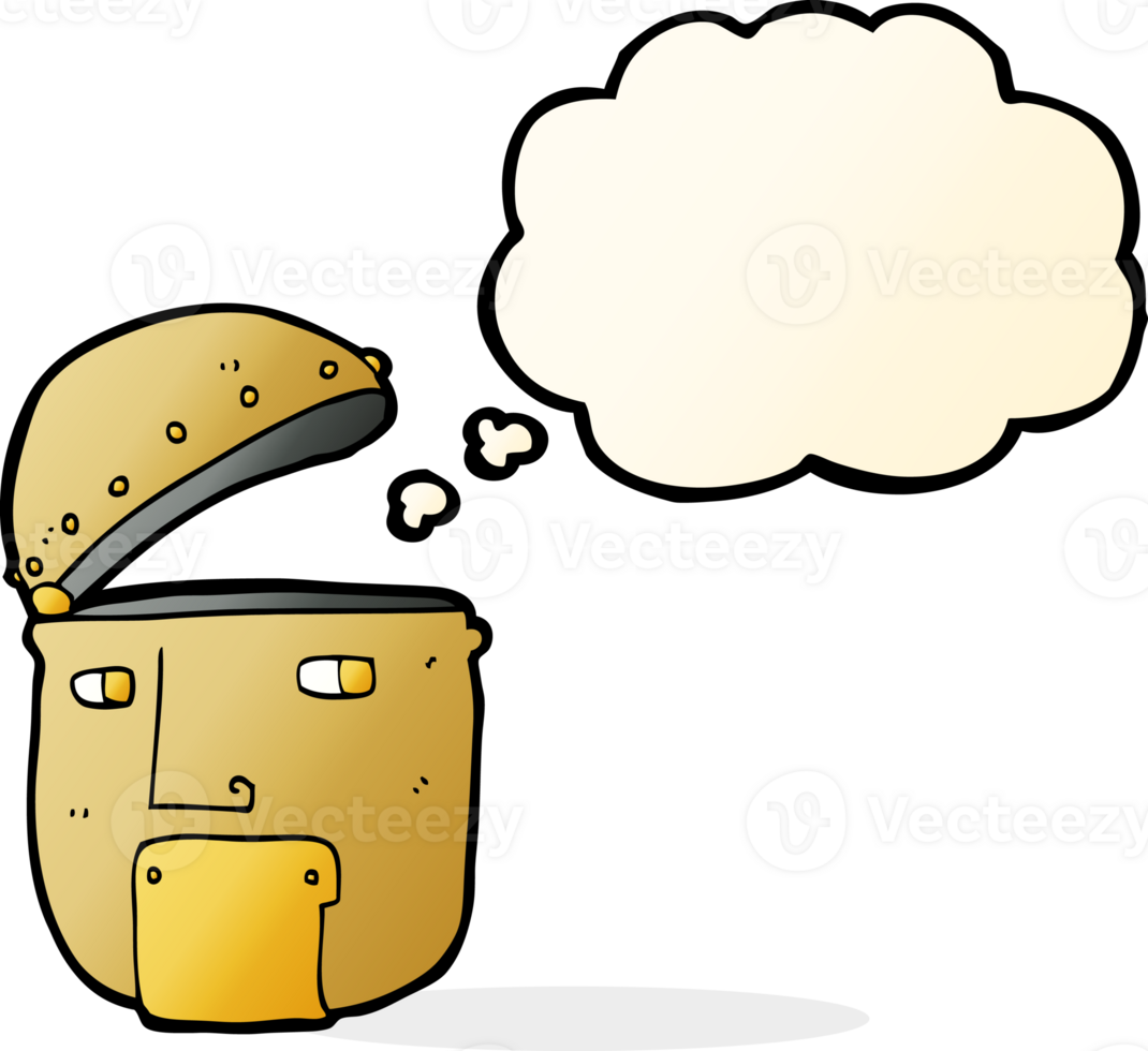 cartoon robot head with thought bubble png