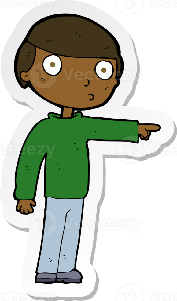 sticker of a cartoon man pointing png