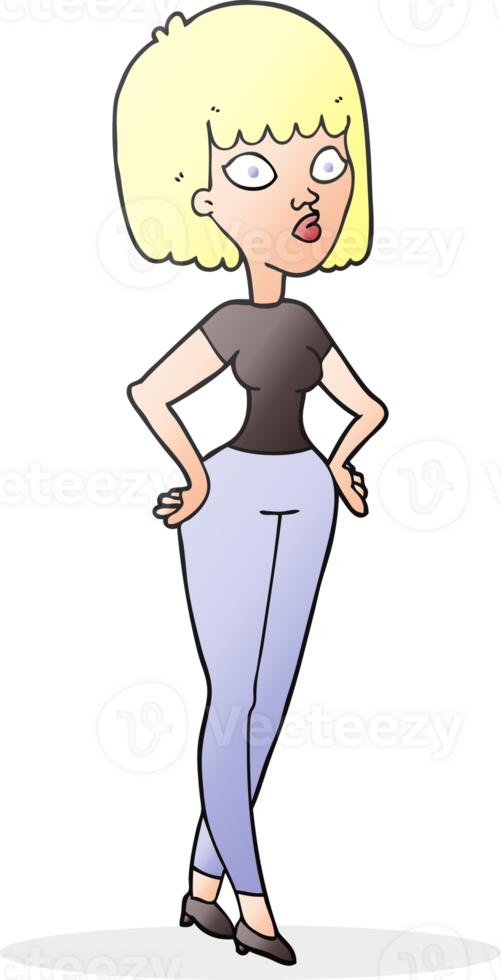 drawn cartoon woman with hands on hips png