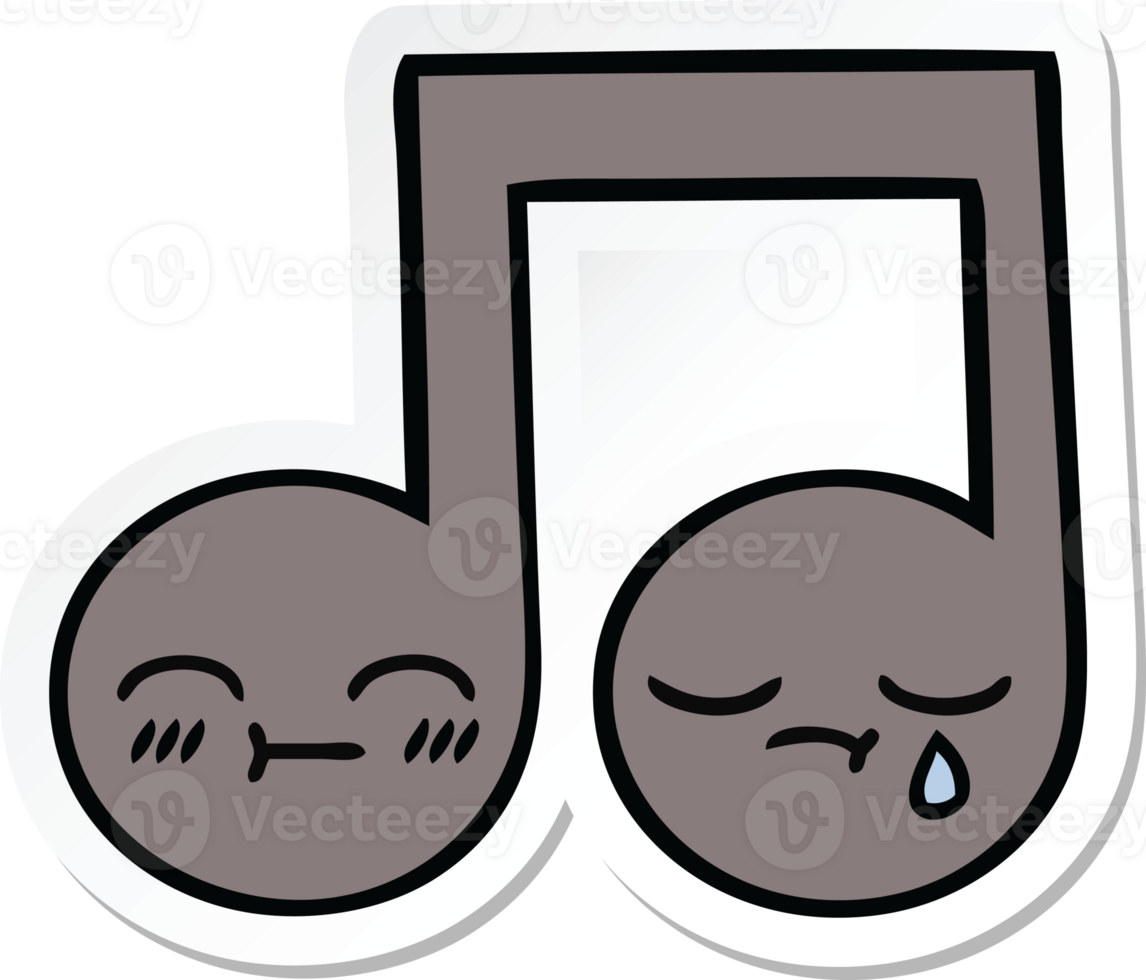 sticker of a cute cartoon musical note png