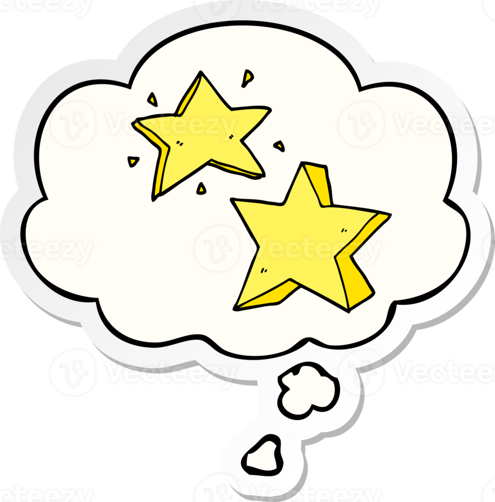 cartoon star with thought bubble as a printed sticker png