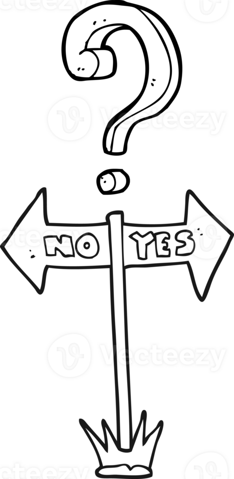 drawn black and white cartoon yes and no sign png