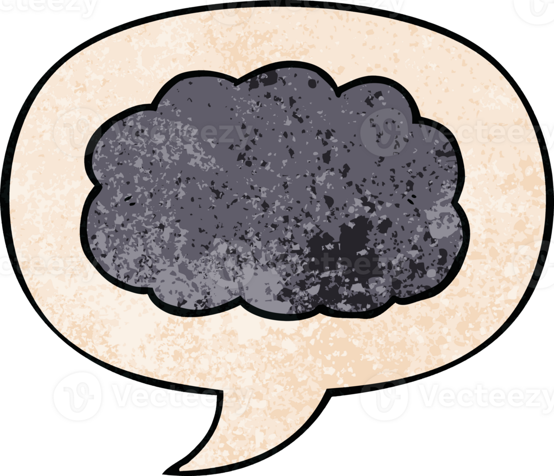 cartoon cloud with speech bubble in retro texture style png