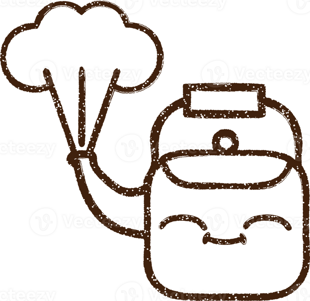 Kettle Steaming Charcoal Drawing png