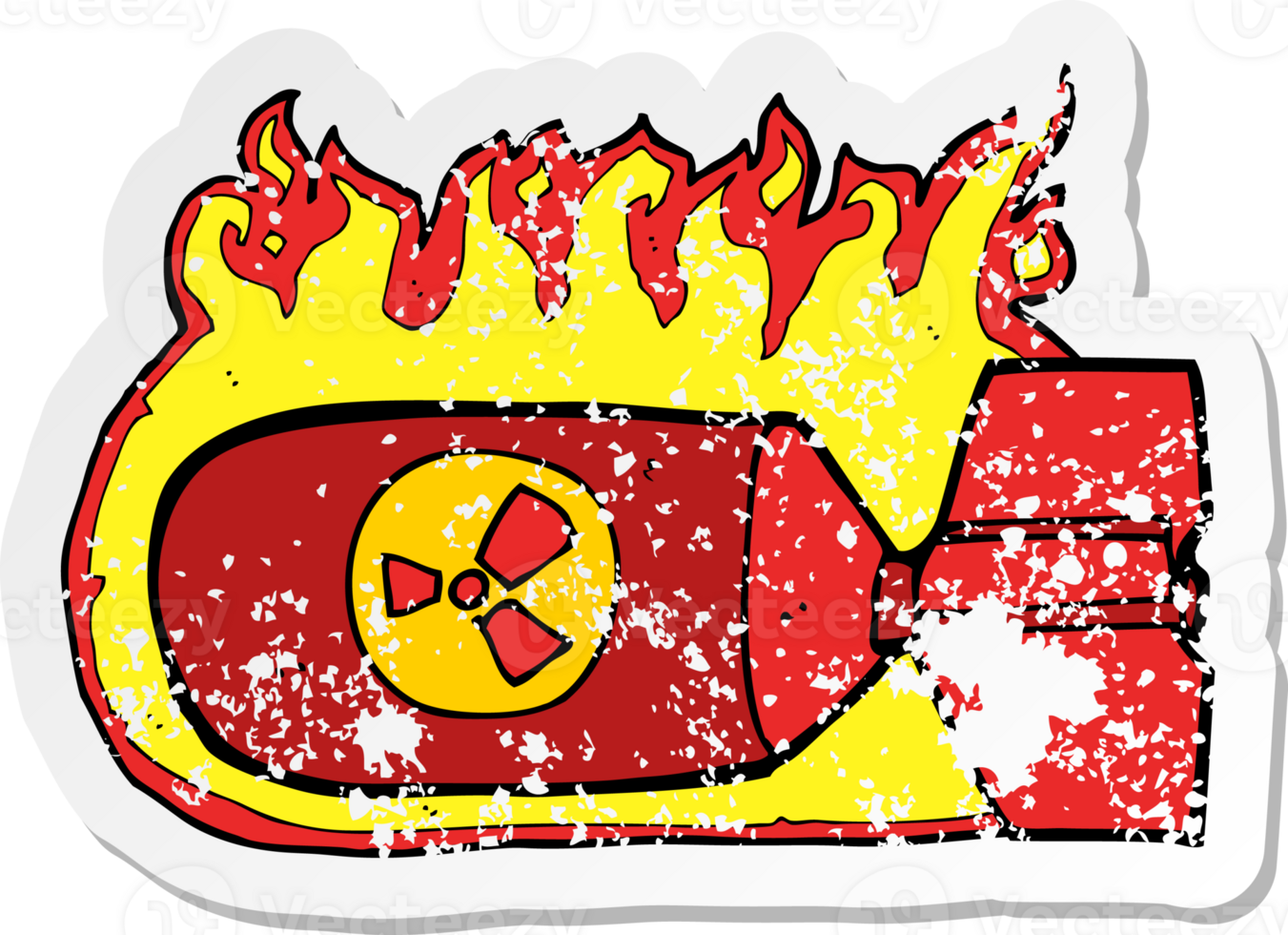 retro distressed sticker of a cartoon nuclear bomb png