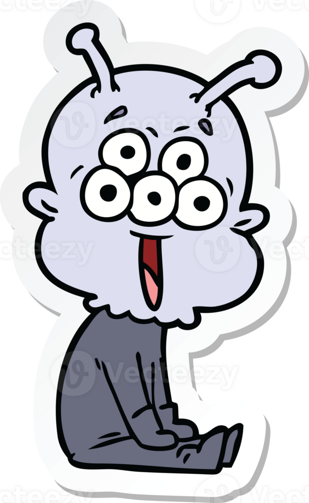 sticker of a happy cartoon alien png