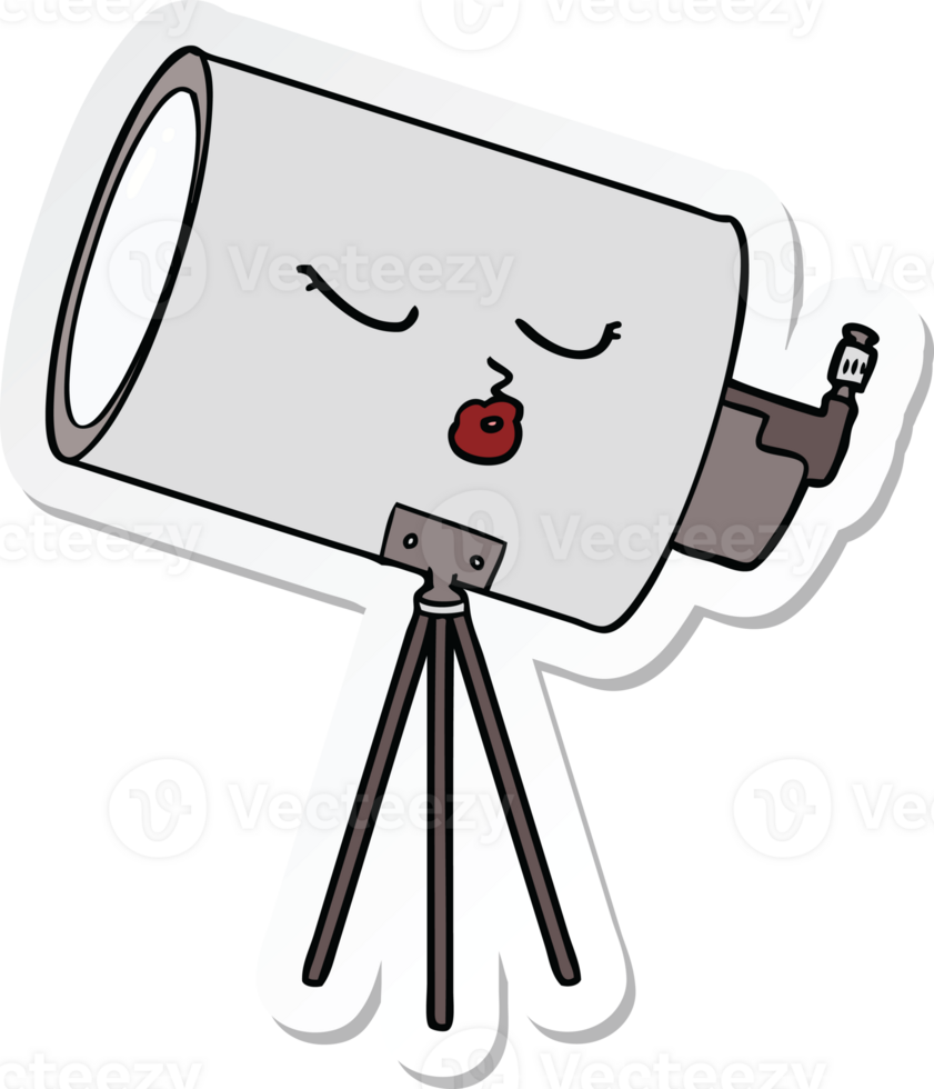sticker of a cartoon telescope with face png