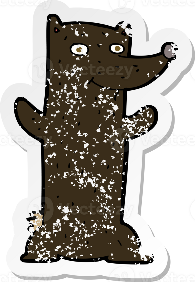 retro distressed sticker of a cartoon black bear png