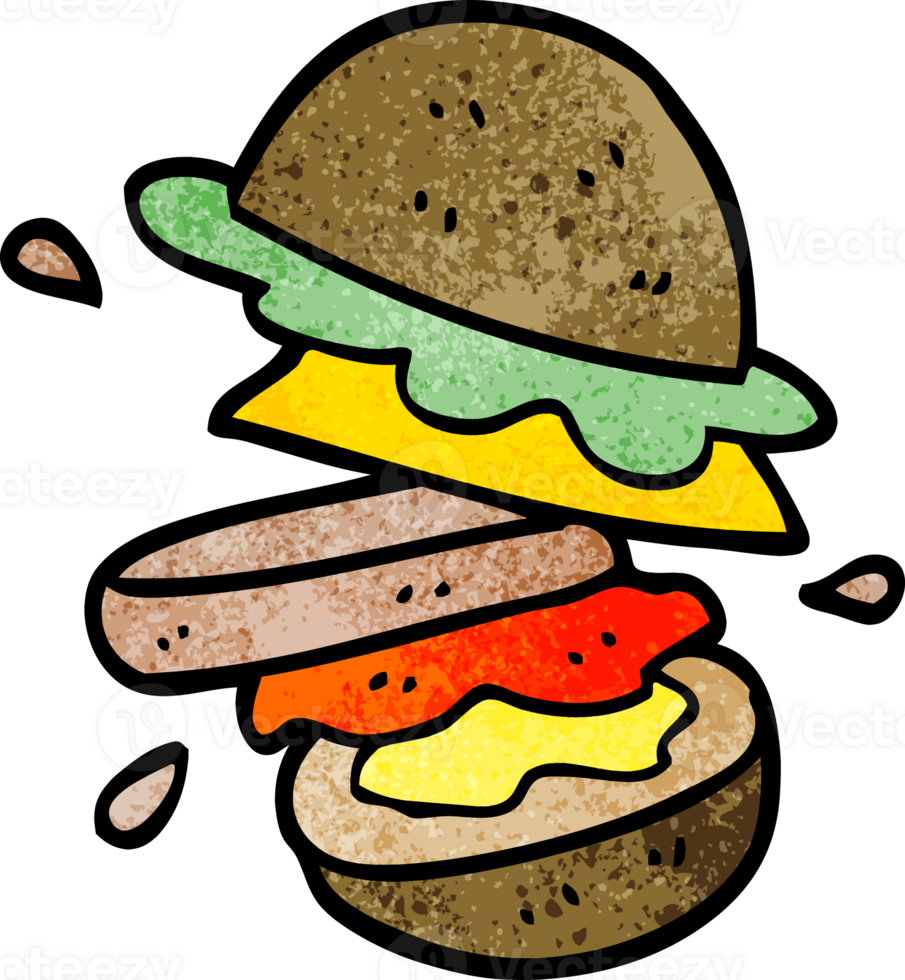 cartoon doodle of a burger png