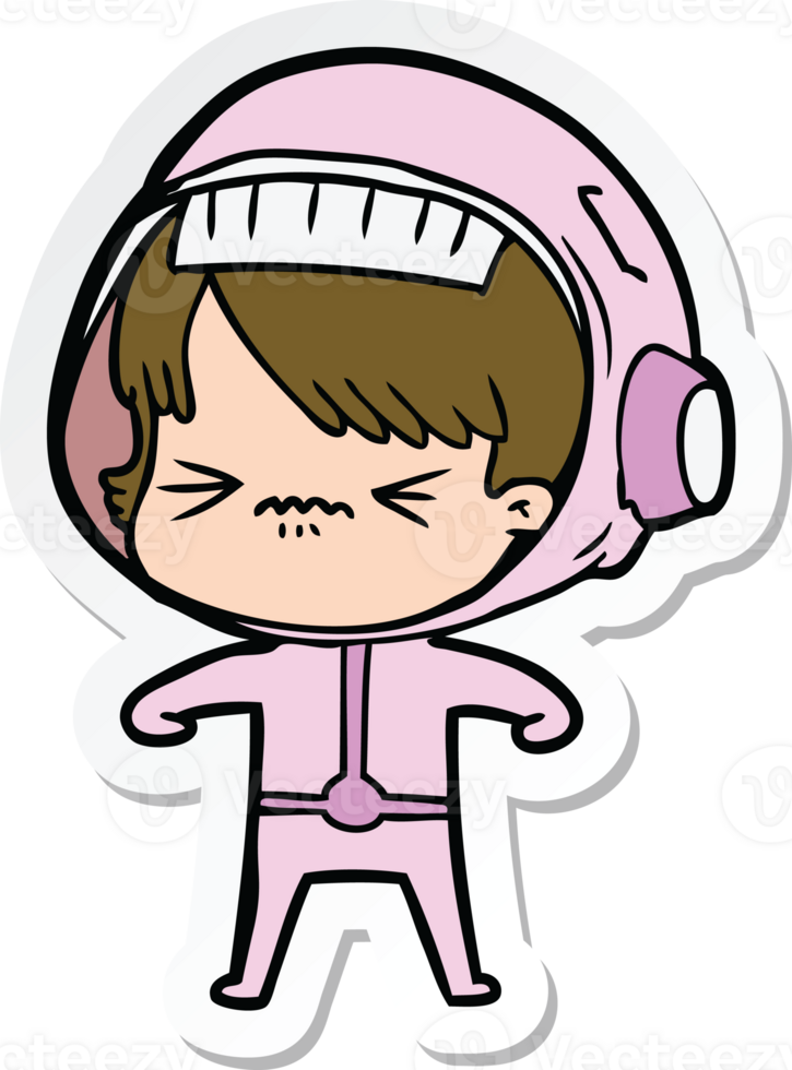 sticker of a angry cartoon space girl png