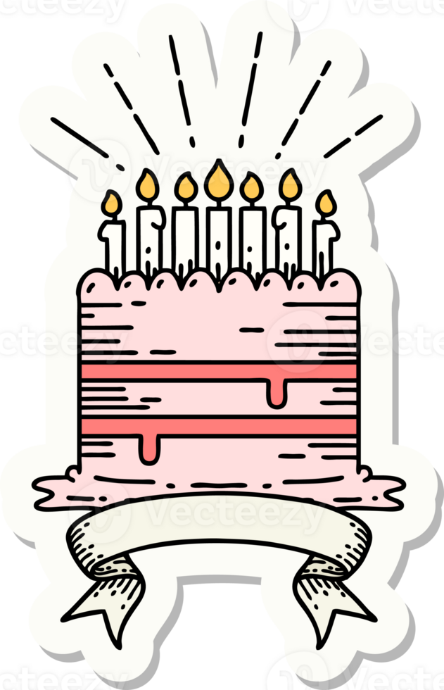 sticker of a tattoo style birthday cake png