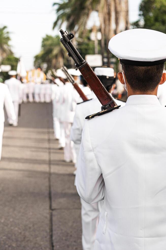 Corp of marine in a parade patriot of honduras. September 15 independence concept. photo
