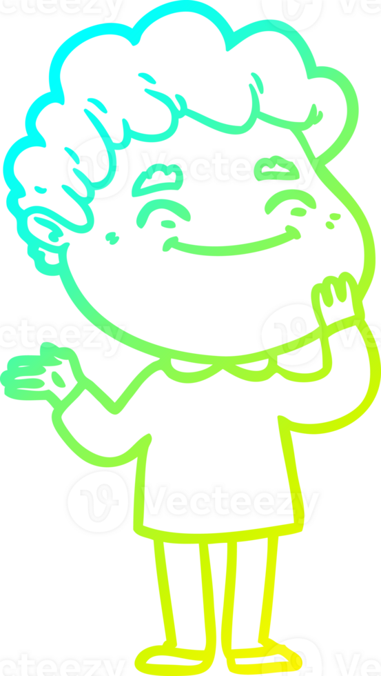 cold gradient line drawing of a cartoon friendly man png