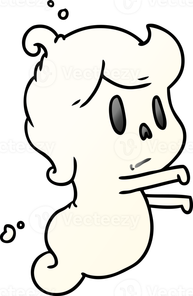 gradient cartoon illustration of a kawaii cute ghost png