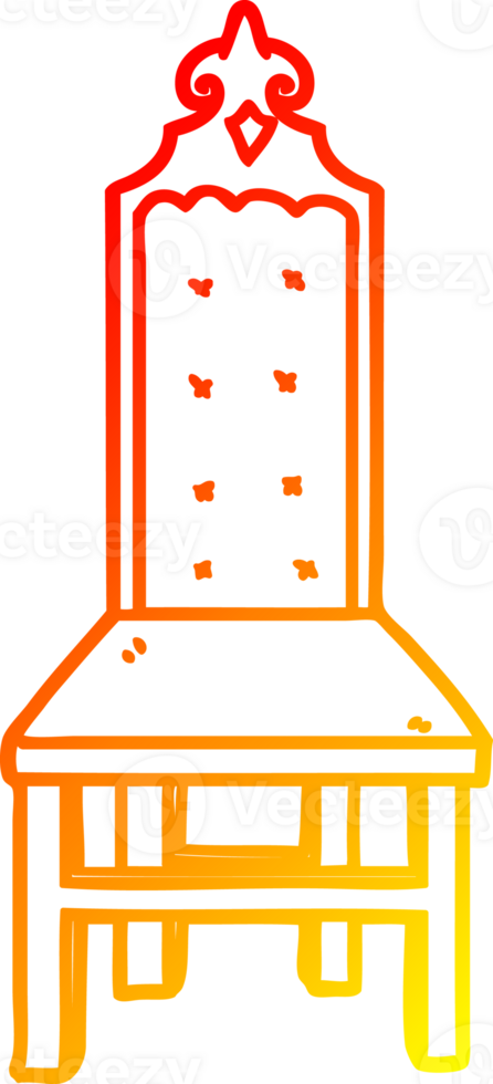 warm gradient line drawing of a fancy cartoon chair png