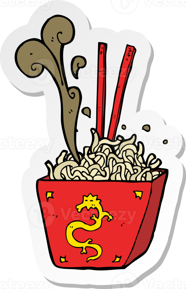 sticker of a cartoon noodles in box png