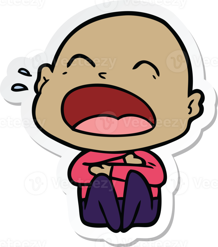sticker of a cartoon shouting bald man png