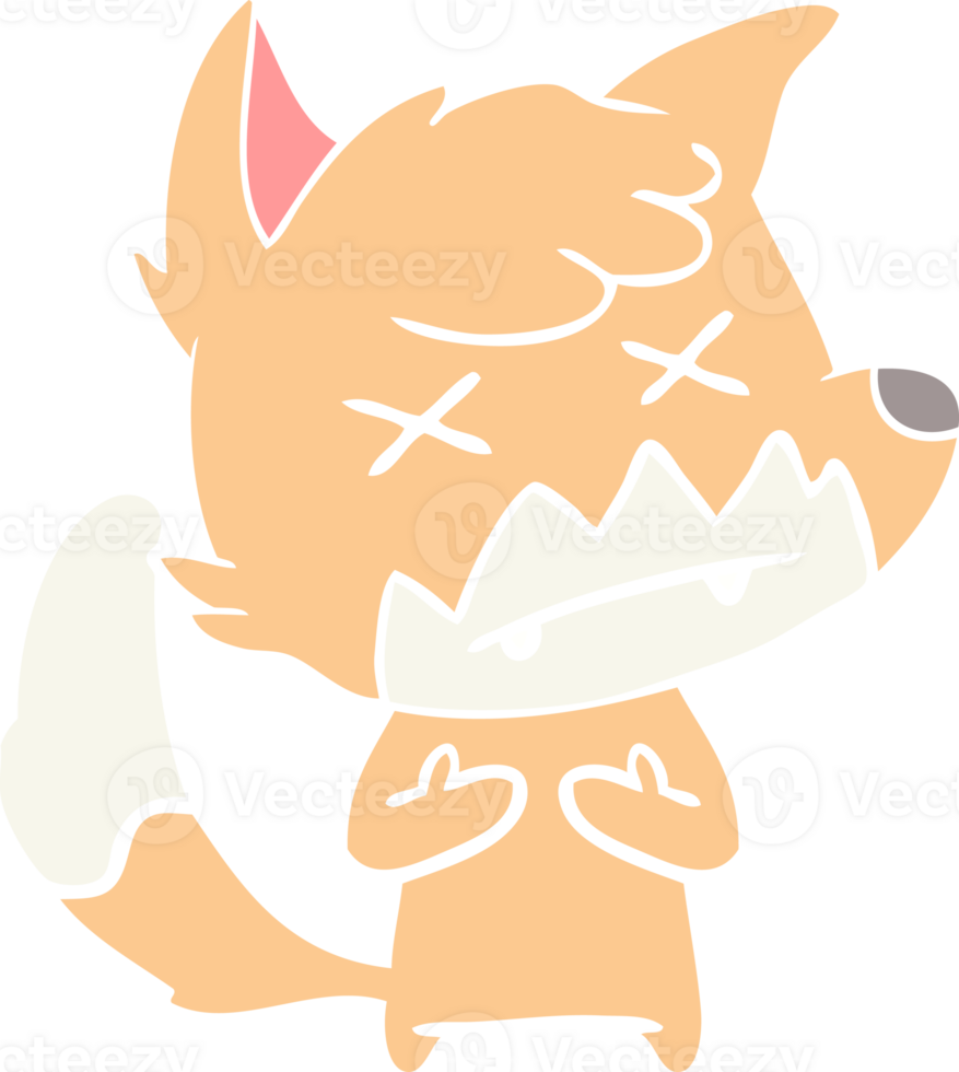 flat color style cartoon cross eyed fox png