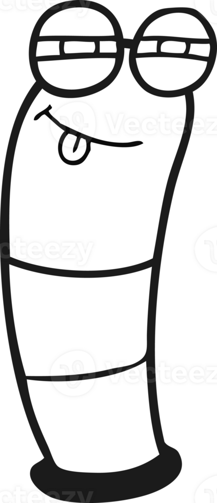 drawn black and white cartoon worm png