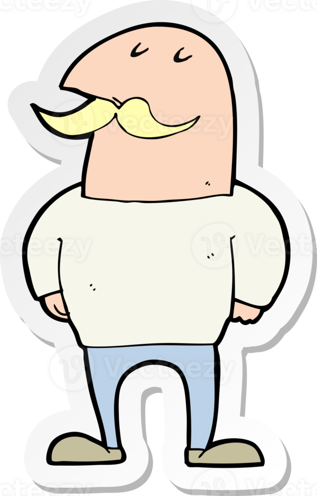 sticker of a cartoon bald man with mustache png