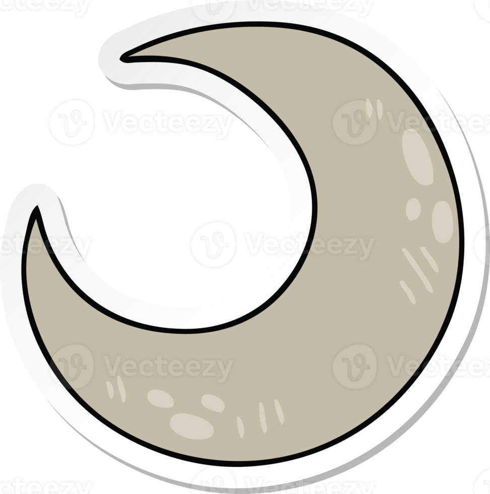 sticker of a quirky hand drawn cartoon crescent moon png