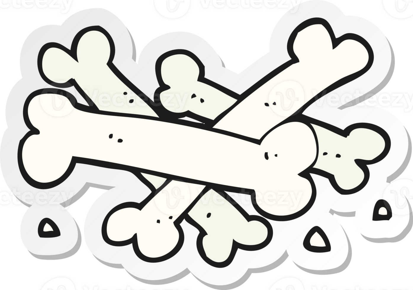 sticker of a cartoon pile of bones png