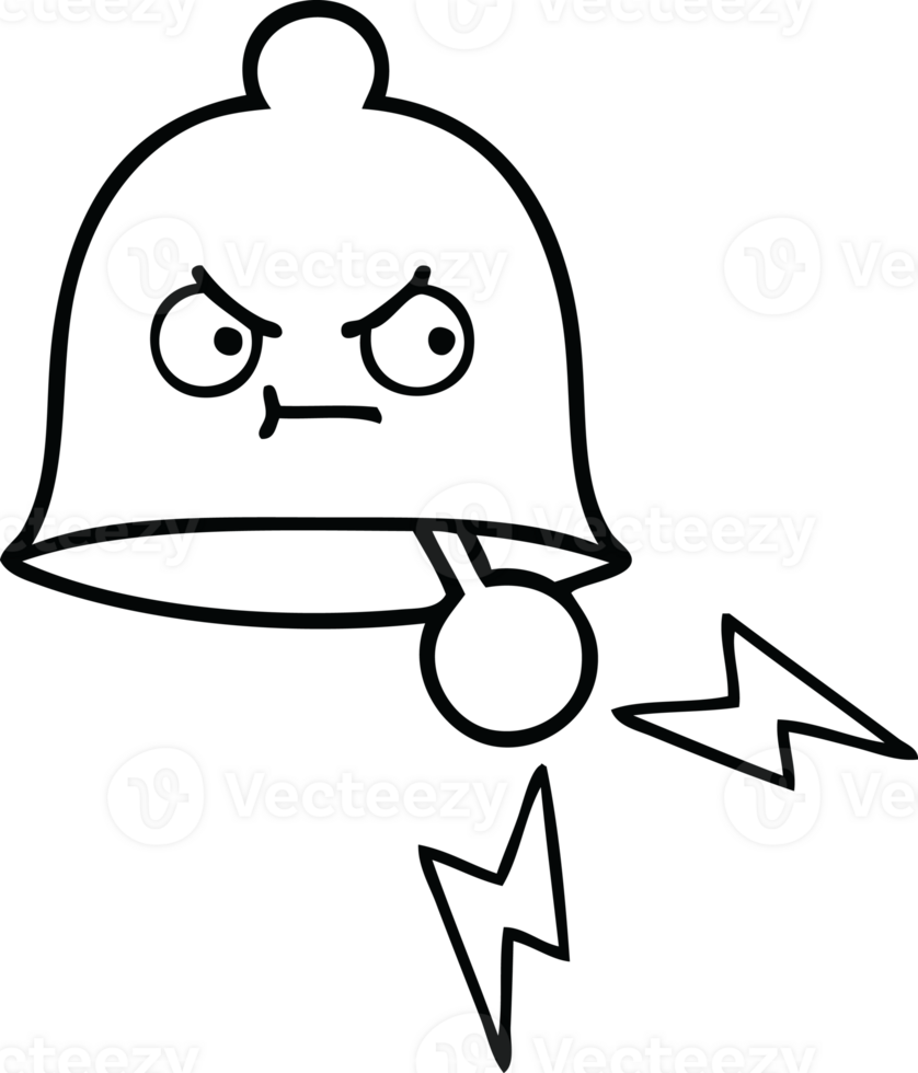 line drawing cartoon of a ringing bell png