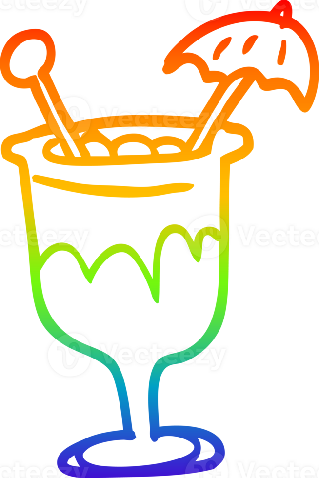 rainbow gradient line drawing of a cartoon cocktail png