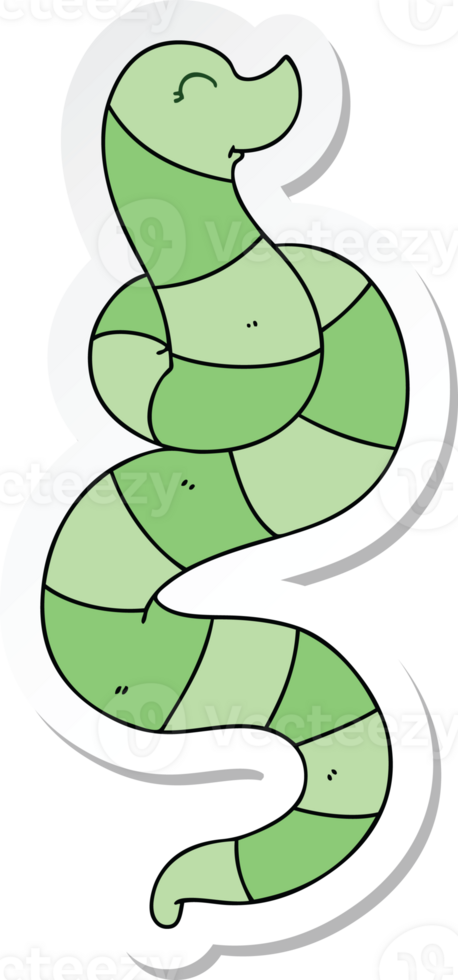 sticker of a quirky hand drawn cartoon snake png
