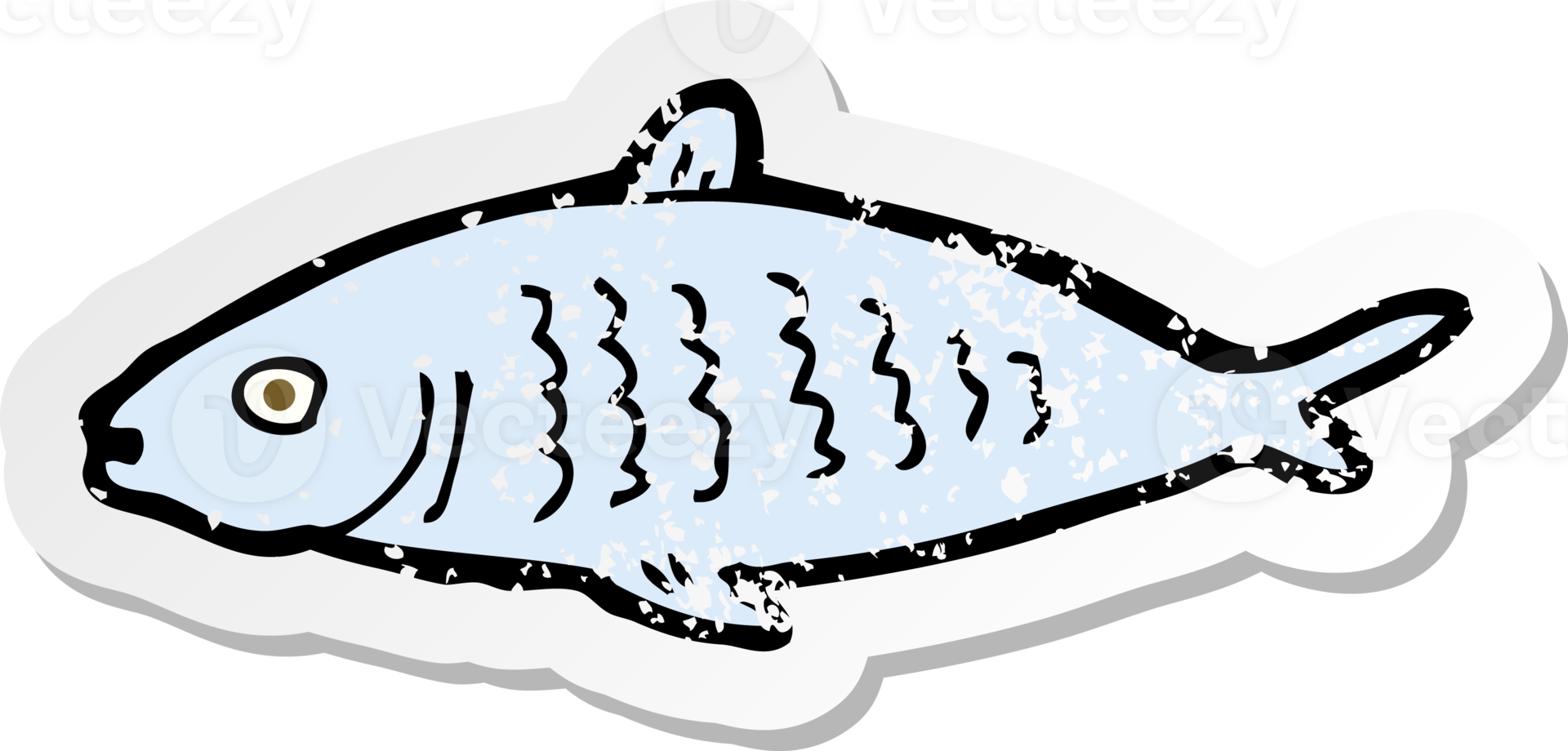 retro distressed sticker of a cartoon fish png