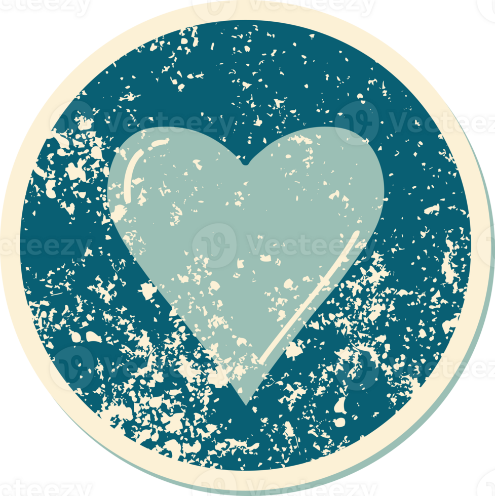 iconic distressed sticker tattoo style image of a heart png