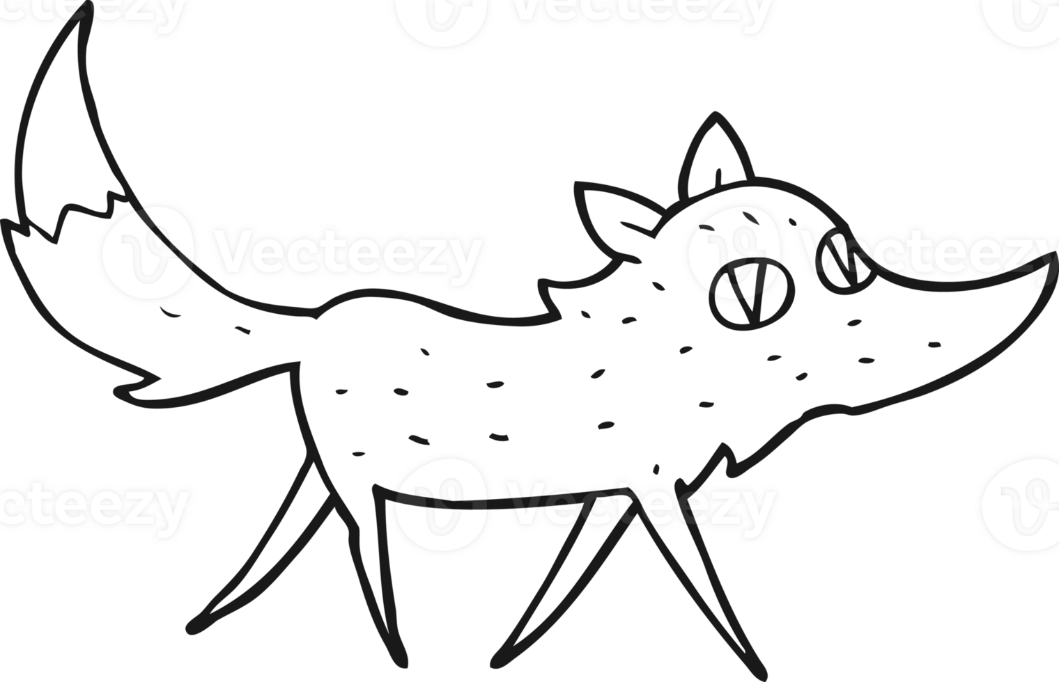 drawn black and white cartoon little wolf png