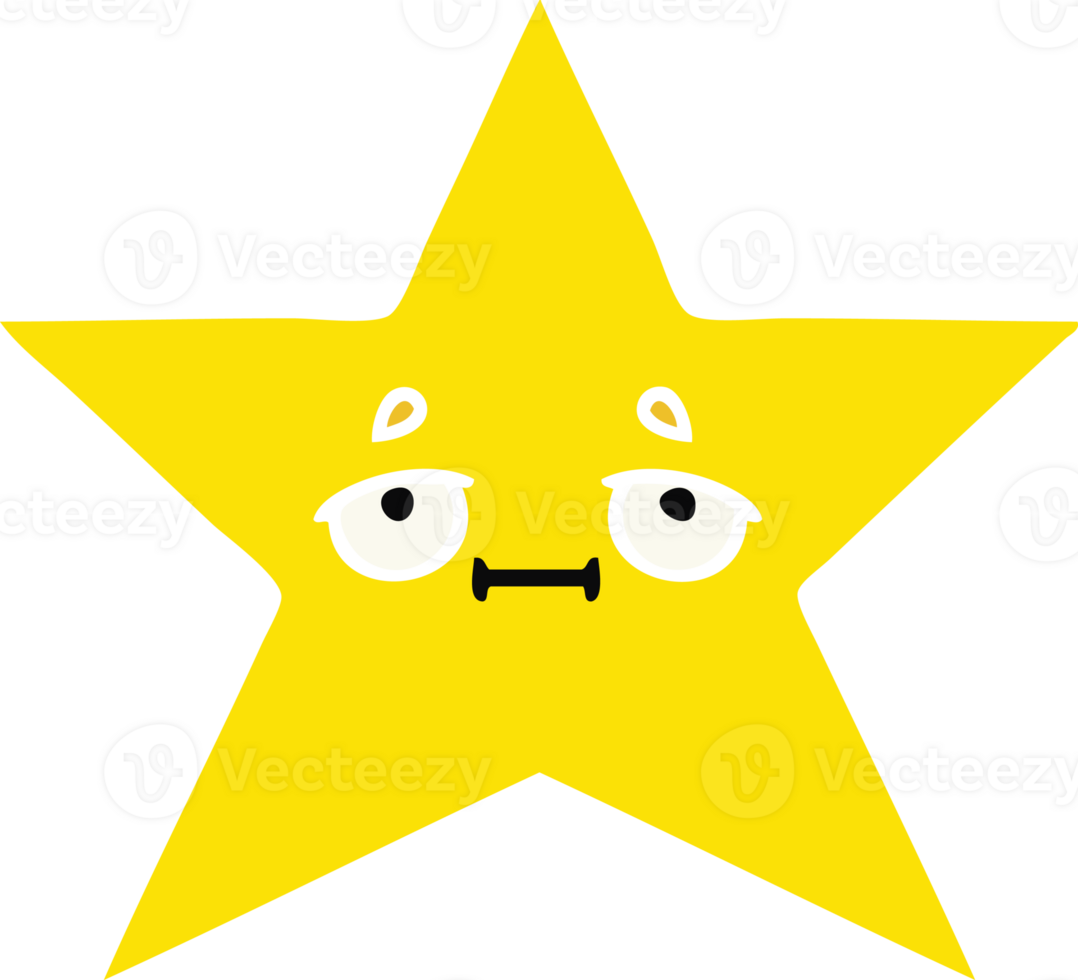 flat color retro cartoon of a gold star png