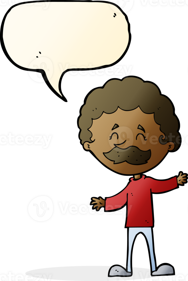 cartoon happy man with mustache with speech bubble png