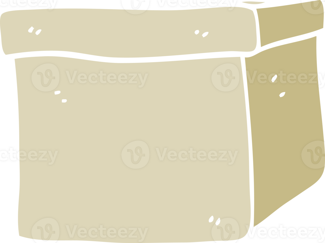 flat color illustration cartoon cardboard box png