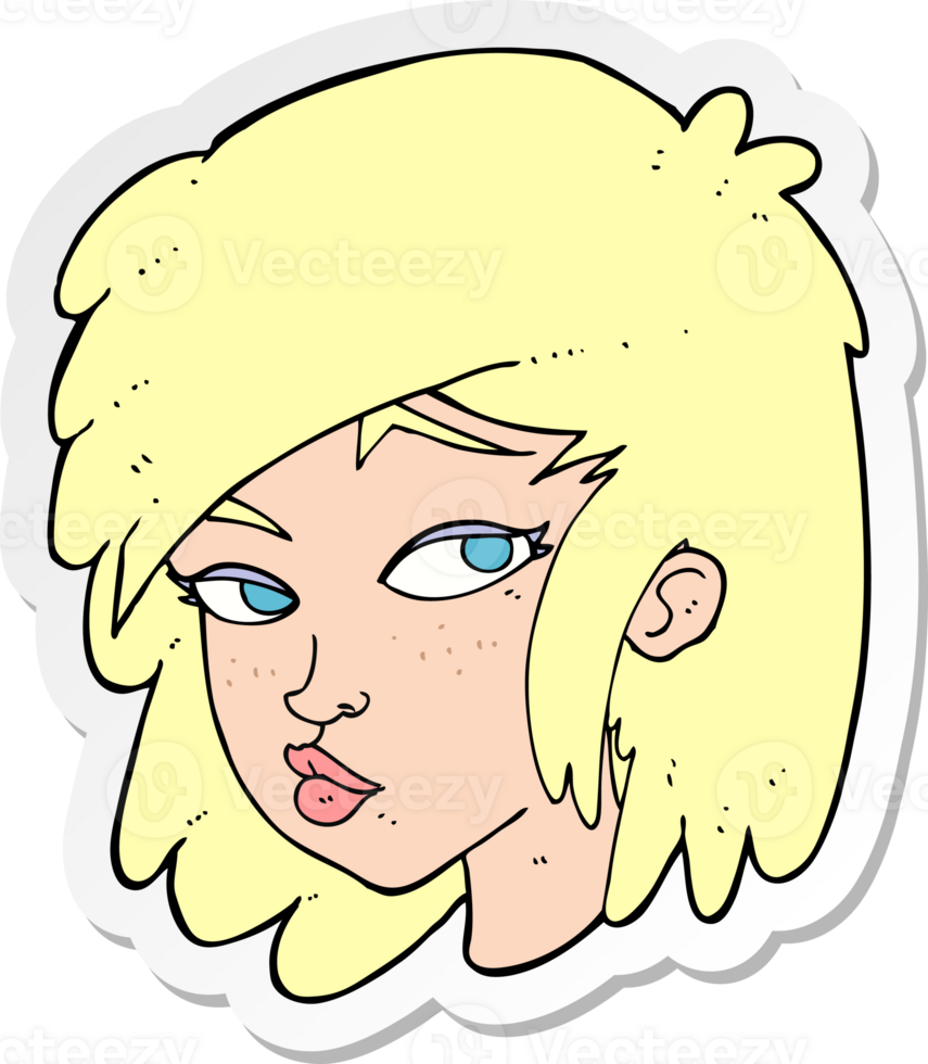 sticker of a cartoon curious woman png