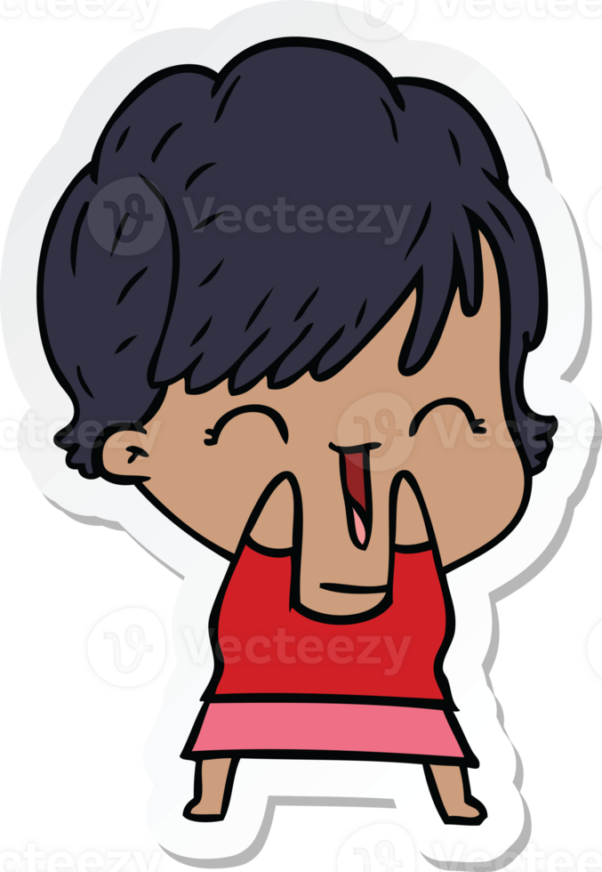 sticker of a cartoon laughing woman png