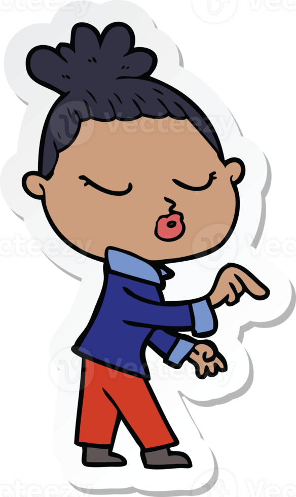 sticker of a cartoon calm woman png