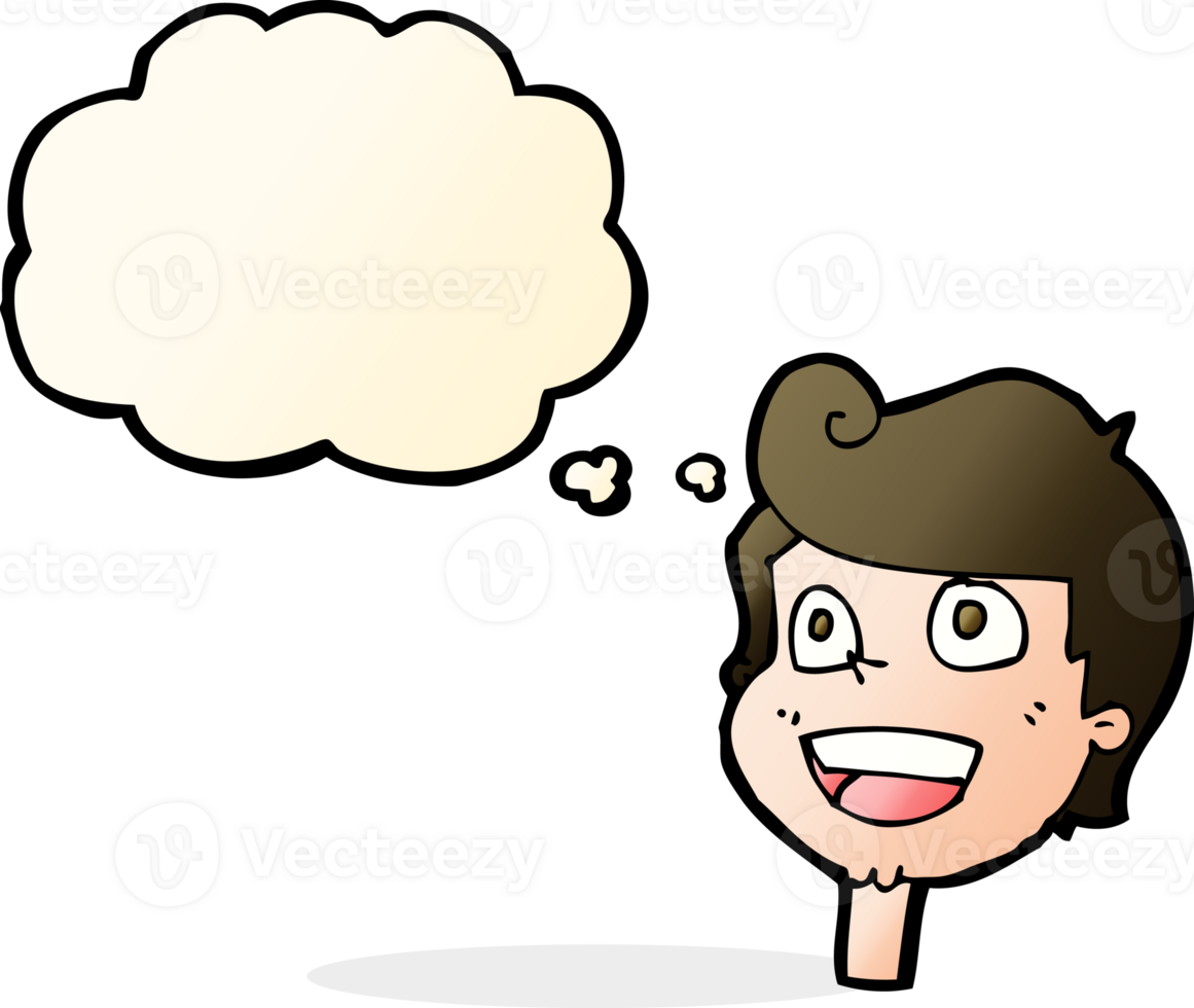 cartoon happy face with thought bubble png