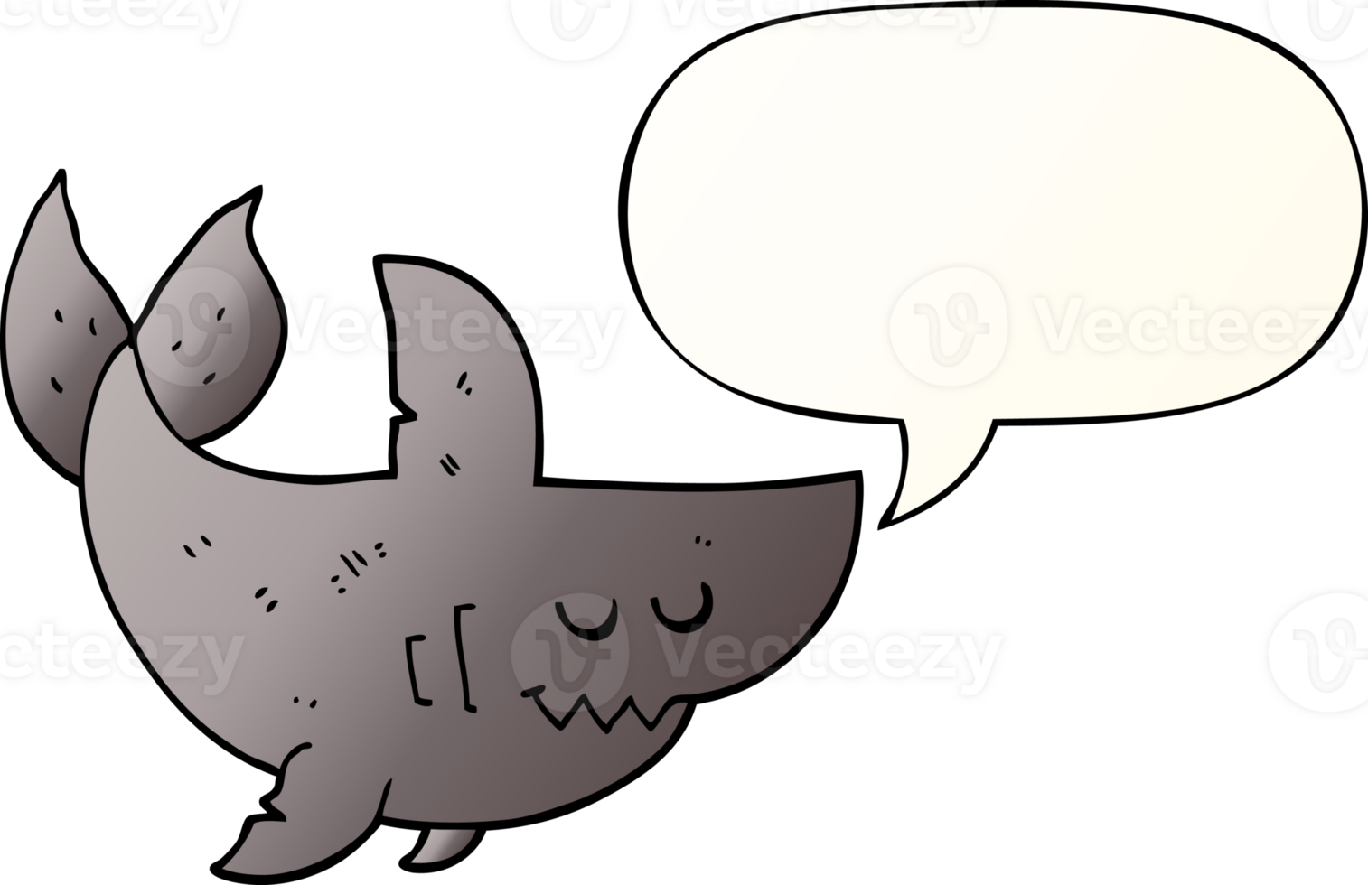 cartoon shark with speech bubble in smooth gradient style png