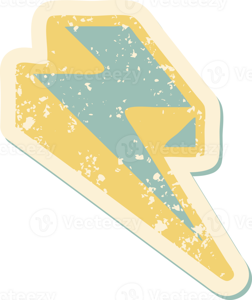 iconic distressed sticker tattoo style image of lighting bolt png