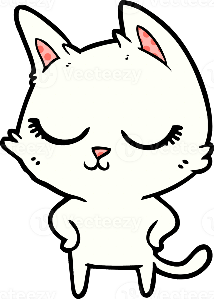 calm cartoon cat png