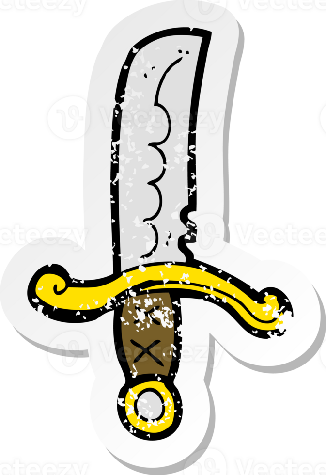 retro distressed sticker of a cartoon sword png